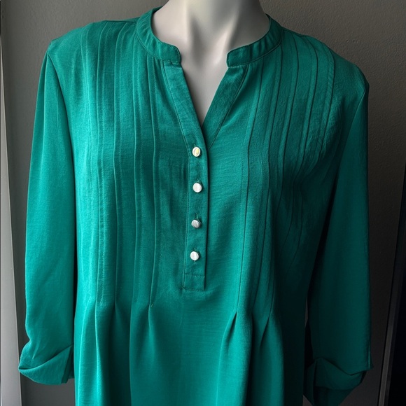 Ava & Grace Teal Button-Down Blouse - Picture 2 of 10